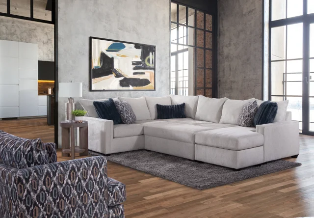 Willett Stone Sectional With Storage Ottoman