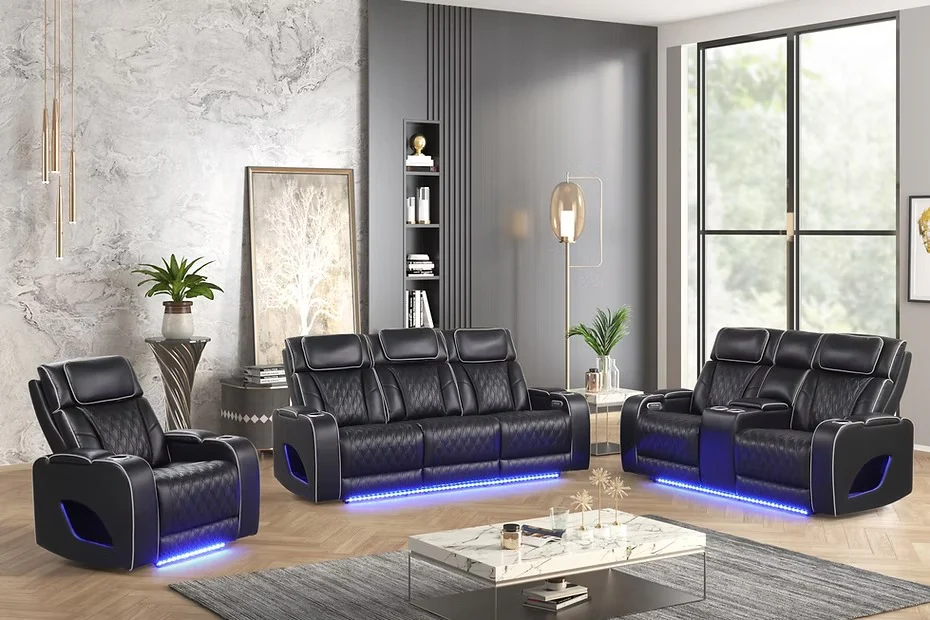 Aurora Black Sofa And Loveseat