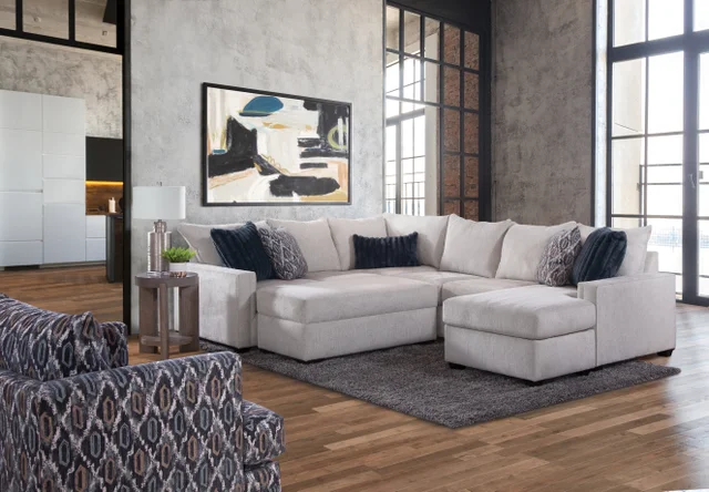 Willett Stone Sectional With Storage Ottoman